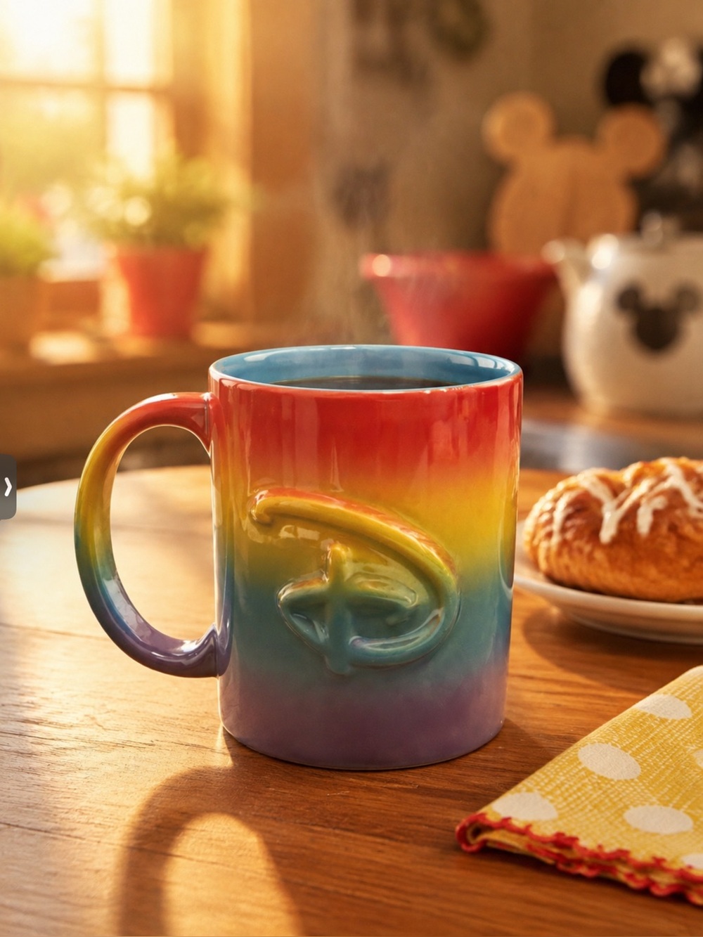 Disney Rainbow Ombre Ceramic Mug with Embossed D